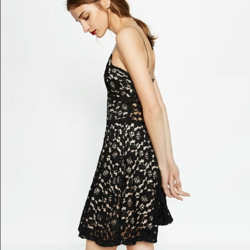 ZARA LACE SPAGHETTI STRAP BLACK DRESS BRAND NEW WITH TAGS SMALL